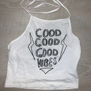 Brandy Melville Crop Halter “Good Good Vibes”